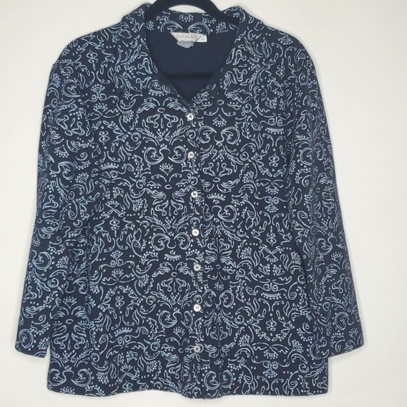 Fresh Produce Paisley Shacket Size XL Long Sleeve Cotton Shirt Jacket Blue - Picture 9 of 10